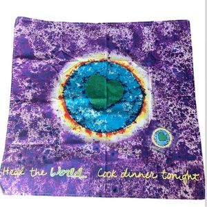 Penzeys Tie Dye Heal The World Cook DInner Tonight Towel / Cloth and Magnet